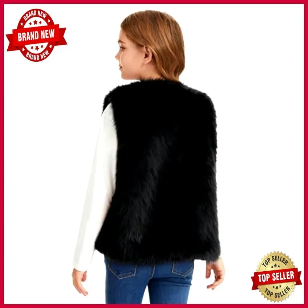 Girls Faux Fur Vest Sleeveless Fluffy Jacket Warm Winter Fuzzy Waistcoat